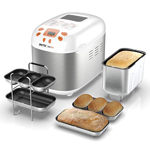 Imetec Zero-Glu - Panificadora, 20 Programas Pan y Dulces, sin Gluten, Accesorios para 3 Formas de Pan, Temporizador Digital, Libro de Cocina, Capacidad 1 kg, Amasar, Levadura y Hornear, 920 vatios