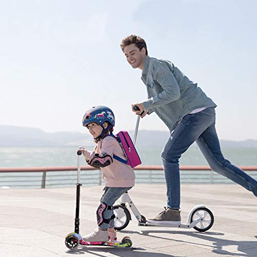 IMMEK Patinete Niño Plegable con 3 Ruedas PU Led Luces Iluminadas para 3 a 12 Años Altura Ajustable Desde 75-83 CM Niños y Niñas Juguetes y Regalos con Freno Posterior Carga Máxima 50 KG (Grafiti)