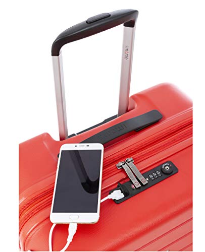 imome Top Maleta Grande Roja Cierre TSA 77x53x32/35 cm Expandible | Trolley de Viaje con Carga USB | Maleta de Viaje Rígida 100% ABS Reforzado, Antiarañazos