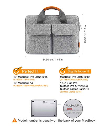 Inateck Funda en Fieltro Maletín Compatible con 13 Pulgadas MacBook Pro 2020 M1-2016, 13 Pulgadas MacBook Air 2020 M1-2018, Surface Pro X/7/6/5/4, 12.4 Surface Laptop Go, 13.5 Surface Laptop 2017/2/3