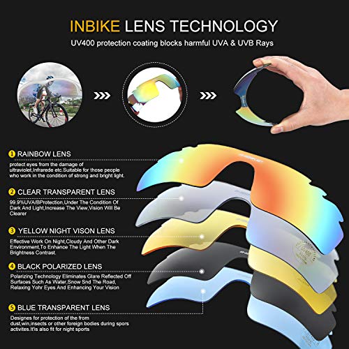 Inbike Gafas de Sol Polarizadas Para Ciclismo con 5 Lentes Intercambiables Uv400 y Montura de Tr-90, Gafas Para Mtb Bicicleta Montaña 100% de Protección Uv(Blanco) Inbike Gafas de Sol Polarizadas Para Ciclismo con 5 Lentes Intercambiables Uv400 y Montura de Tr-90, Gafas Para Mtb Bicicleta Montaña 100% de Protección Uv(Blanco)