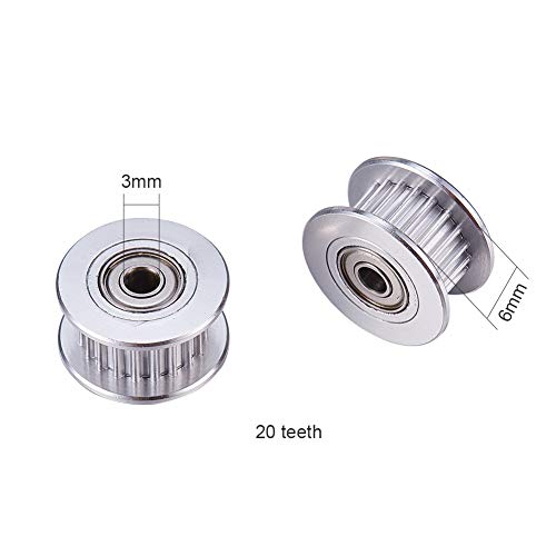 INCREWAY 5 poleas tensoras GT2 de 3 mm de diámetro y 20 dientes de aluminio para impresora 3D, correa de distribución de 6 mm de ancho (orificio de 3 mm, 20 dientes) INCREWAY 5 poleas tensoras GT2 de 3 mm de diámetro y 20 dientes de aluminio para impresora 3D, correa de distribución de 6 mm de ancho (orificio de 3 mm, 20 dientes)