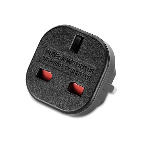 Incutex 1x Adaptador UK España, Adaptador UK EU, Adaptador Enchufe inglés a español, Negro