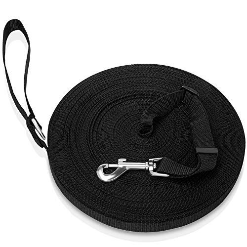 iNeego Correas Básicas para Perros 10M Correa de Perro Obediente Cuerda Nylon Largo Mascota Perro Formación Correa de Entrenamiento Llevar (Negro, 10M)