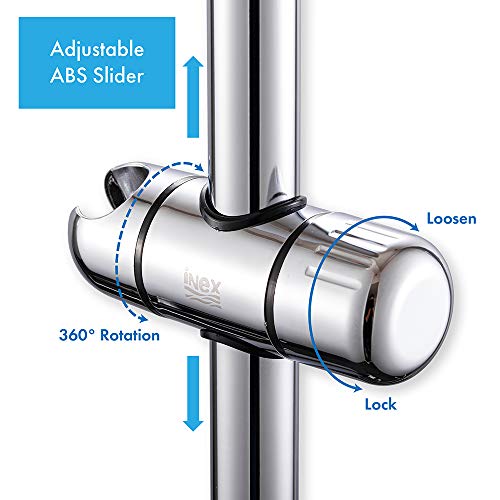 INEX Europa - Set de Ducha con Barra deslizante de acero inoxidable, Alcachofa de 3 funciones y flexible de 175 cm de acero inoxidable. AB98089B-PLUS