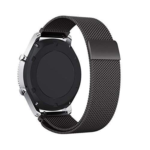 INF Pulsera para Gear S3 Classic, S3 Frontier, 22 mm Ancho de Puente, Acero Inoxidable, Reemplazo, Reloj de Pulsera, Pulsera de Cambio, Cierre Magnético, Negro