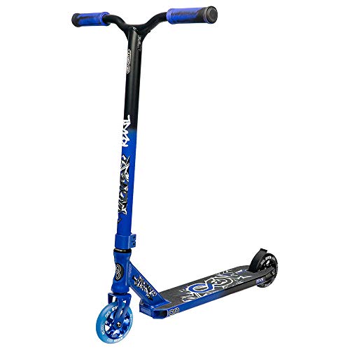 Infinity Scooters Patinete Freestyle para Adultos y Niños a Partir de 8 años- Patinete de Trucos y Saltos con Rodamientos ABEC-9 Ruedas 110mm de PU con Barra 360 Grados (Revel negro/azul)