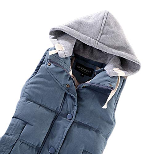 Inlefen Botones Acolchados para Mujer Pañuelo Desmontable Espesar Chaleco Casual Cálido Invierno Otoño Chaleco Chaqueta sin Mangas con Cremallera Chaqueta cálida (Azul-XL) Inlefen Botones Acolchados para Mujer Pañuelo Desmontable Espesar Chaleco Casual Cálido Invierno Otoño Chaleco Chaqueta sin Mangas con Cremallera Chaqueta cálida (Azul-XL)