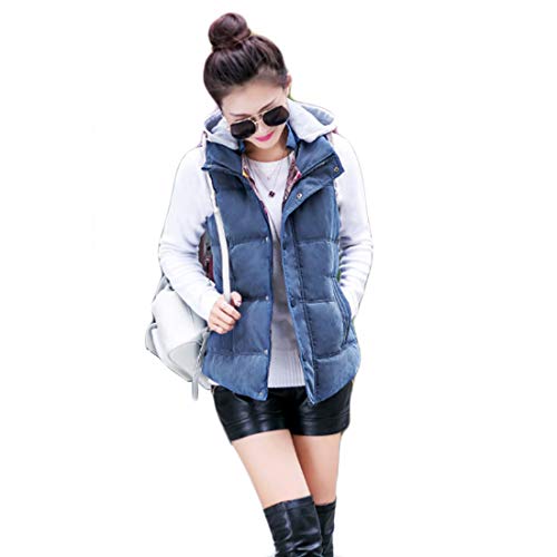 Inlefen Botones Acolchados para Mujer Pañuelo Desmontable Espesar Chaleco Casual Cálido Invierno Otoño Chaleco Chaqueta sin Mangas con Cremallera Chaqueta cálida (Azul-XL) Inlefen Botones Acolchados para Mujer Pañuelo Desmontable Espesar Chaleco Casual Cálido Invierno Otoño Chaleco Chaqueta sin Mangas con Cremallera Chaqueta cálida (Azul-XL)