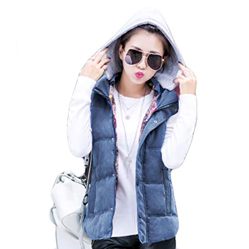 Inlefen Botones Acolchados para Mujer Pañuelo Desmontable Espesar Chaleco Casual Cálido Invierno Otoño Chaleco Chaqueta sin Mangas con Cremallera Chaqueta cálida (Azul-XL) Inlefen Botones Acolchados para Mujer Pañuelo Desmontable Espesar Chaleco Casual Cálido Invierno Otoño Chaleco Chaqueta sin Mangas con Cremallera Chaqueta cálida (Azul-XL)