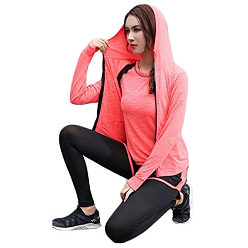 Inlefen Conjuntos de chándal de Mujer Conjunto de Traje de Deporte Conjunto de Ropa Deportiva Deportiva de Secado rápido Jogging Suave para Mujer Ropa de Yoga Conjunto de 5 Piezas Naranja S