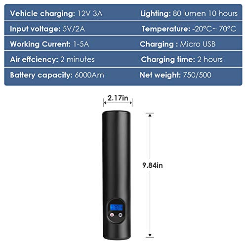 InLoveArts Bomba de Aire Digital Inteligente Inflador portátil Batería de Alta Capacidad de 6000 mAh Inflador de neumáticos inalámbrico montado en el vehículo para Pelota, Bicicleta, Motocicleta InLoveArts Bomba de Aire Digital Inteligente Inflador portátil Batería de Alta Capacidad de 6000 mAh Inflador de neumáticos inalámbrico montado en el vehículo para Pelota, Bicicleta, Motocicleta