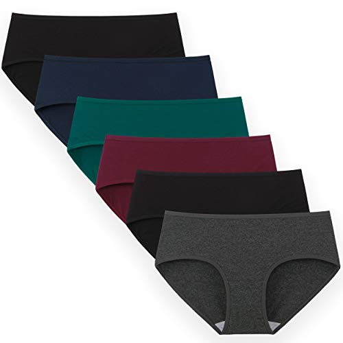 INNERSY Bragas Mujer Algodón Culotte de Sexy y Cómoda Ropa Interior Pack de 6 (XS-EU 36, Oscuro)