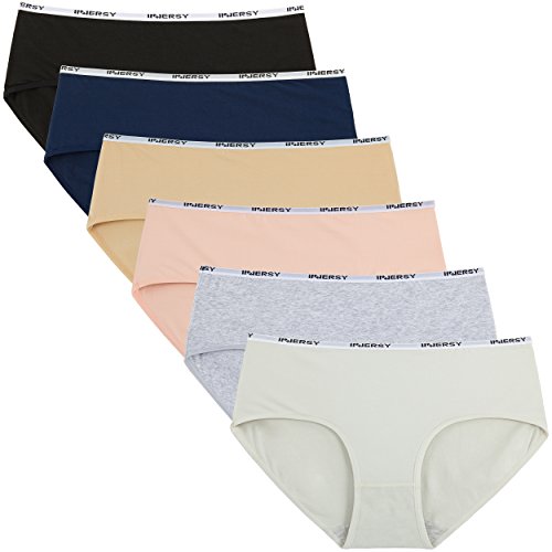 INNERSY Bragas Mujer Culotte de Algodón Braguitas Ropa Interior Cómoda y Sexy Pack de 6 (S-EU 38, Basico)