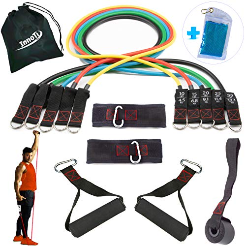 InnoTi Bandas Elásticas de Musculación y Fitness - Gomas Elásticas para Crossfit y Gimnasio en Casa - Set de Tubos de Resistencia de Latex - Asas y Cintas de Tobillos Acolchadas y Anclaje de Puerta InnoTi Bandas Elásticas de Musculación y Fitness - Gomas Elásticas para Crossfit y Gimnasio en Casa - Set de Tubos de Resistencia de Latex - Asas y Cintas de Tobillos Acolchadas y Anclaje de Puerta
