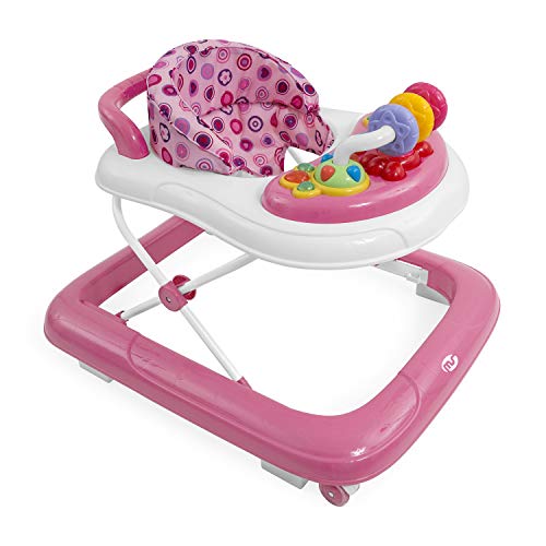 Innovaciones MS Andador Bebe Basic Rosa 435 - Base Antivuelco - Incluye Bandeja de Sonidos y Juegos.