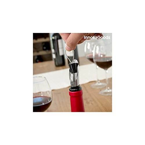 InnovaGoods Estuche de Vino Botella, Acero Inoxidable, Negro, 7x7x33 cm