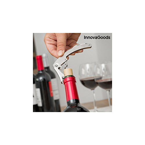 InnovaGoods Estuche de Vino Botella, Acero Inoxidable, Negro, 7x7x33 cm