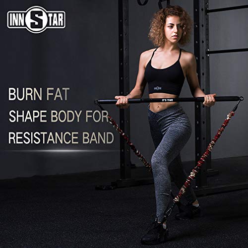 INNSTAR bandas de resistencia para barra de ejercicio, para casa, gimnasio, entrenamiento, entrenamiento de cuerpo completo, levantamiento de potencia, barra de fitness, Barra de resistencia portátil. INNSTAR bandas de resistencia para barra de ejercicio, para casa, gimnasio, entrenamiento, entrenamiento de cuerpo completo, levantamiento de potencia, barra de fitness, Barra de resistencia portátil.