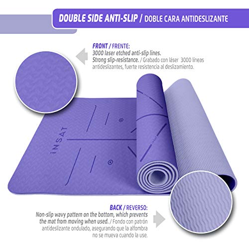 Insat Esterilla Yoga Antideslizante, Colchoneta Yoga, Pilates, Gimnasia, Deporte con Alineación del Cuerpo, Yoga Mat de Material Ecológico con Bolsa y Correa de Hombro Insat Esterilla Yoga Antideslizante, Colchoneta Yoga, Pilates, Gimnasia, Deporte con Alineación del Cuerpo, Yoga Mat de Material Ecológico con Bolsa y Correa de Hombro