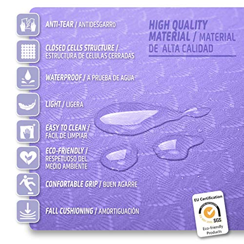 Insat Esterilla Yoga Antideslizante, Colchoneta Yoga, Pilates, Gimnasia, Deporte con Alineación del Cuerpo, Yoga Mat de Material Ecológico con Bolsa y Correa de Hombro