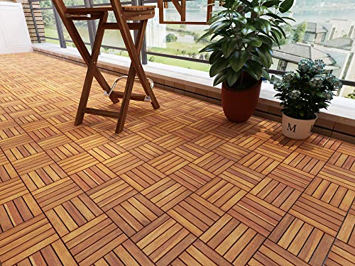 Interbuild Camp 20 - Baldosas de madera de acacia para balconas y terrazas -30 x 30 cm - 0,9 m2 por PACK - 10 en total Interbuild Camp 20 - Baldosas de madera de acacia para balconas y terrazas -30 x 30 cm - 0,9 m2 por PACK - 10 en total