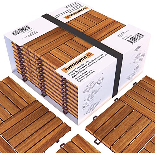 Interbuild Camp 20 - Baldosas de madera de acacia para balconas y terrazas -30 x 30 cm - 0,9 m2 por PACK - 10 en total Interbuild Camp 20 - Baldosas de madera de acacia para balconas y terrazas -30 x 30 cm - 0,9 m2 por PACK - 10 en total