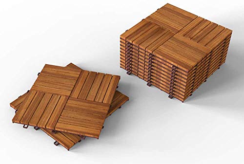 Interbuild Camp 20 - Baldosas de madera de acacia para balconas y terrazas -30 x 30 cm - 0,9 m2 por PACK - 10 en total