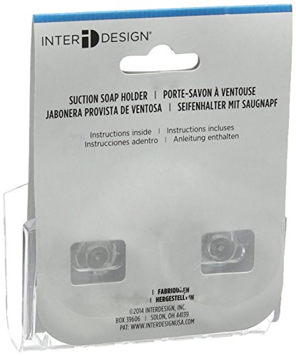 InterDesign Basic Jabonera con ventosa, porta esponjas y estropajos fabricado en plástico, transparente