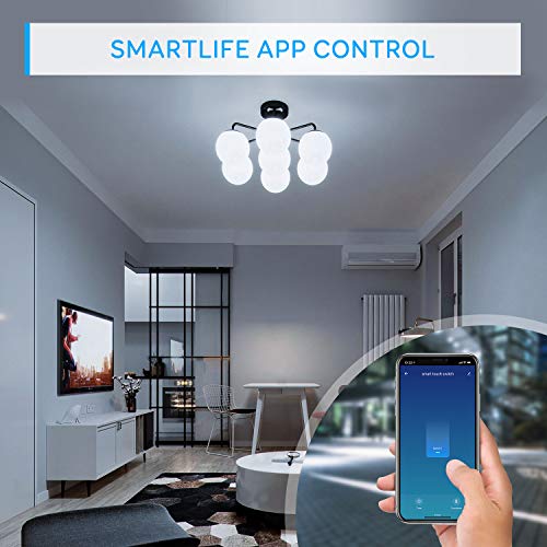 Interruptor Luz WiFi, Maxcio Interruptor Inteligente 1 Gang Compatible con Alexa, Google Home, Control de APP y Función de Temporizador, Neutral Requerido Interruptor Luz WiFi, Maxcio Interruptor Inteligente 1 Gang Compatible con Alexa, Google Home, Control de APP y Función de Temporizador, Neutral Requerido