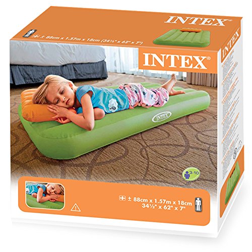 Intex 66801 - Colchón hinchable infantil con almohada Cozy Kidz, verde