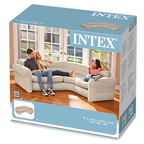 Intex 68575N, Sofá rinconera hinchable, 257x203x76 cm, color crema, three_seats, pvc - 97%; rayon - 3%