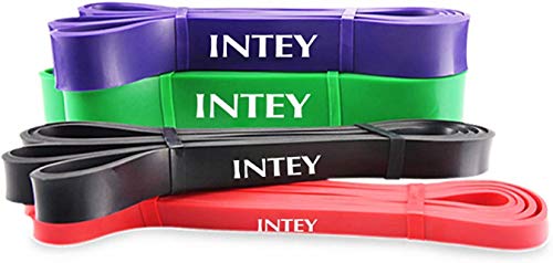 INTEY Bandas de Resistencia, 4pcs Bandas Elasticas de Fitness, de Látex Natural, para Entrenamiento de Fuerza, Yoga, Pilates, Culturismo