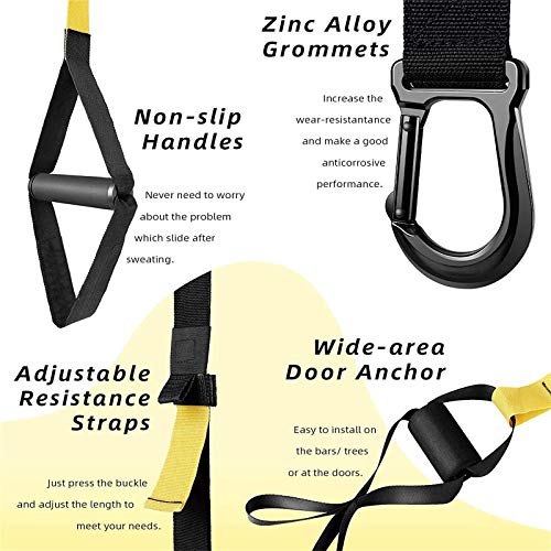 INTEY Entrenamiento en Suspensión, Bandas Elásticas Fitness, Mejora la Flexibilidad y el Equilibrio, Adecuado para Entrenamiento Muscular, Entrenamiento Central, Ejercicio Aeróbico INTEY Entrenamiento en Suspensión, Bandas Elásticas Fitness, Mejora la Flexibilidad y el Equilibrio, Adecuado para Entrenamiento Muscular, Entrenamiento Central, Ejercicio Aeróbico