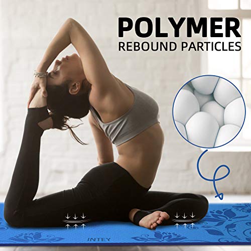 INTEY Esterilla de Yoga Antideslizante, TPE Antideslizante Colchonetas de Pilates, Esterilla Estampada Azul, 183 x 66 x 7mm, con Bandolera INTEY Esterilla de Yoga Antideslizante, TPE Antideslizante Colchonetas de Pilates, Esterilla Estampada Azul, 183 x 66 x 7mm, con Bandolera