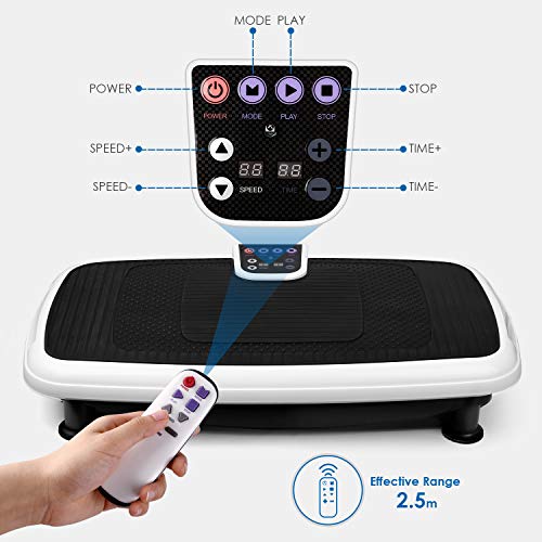 INTEY Plataforma Vibratoria, Máquina de Ejercicio Entrenamiento Masaje, Motor Silencioso con Control Remoto y Bandas de Elásticas para Perder Peso Rápida y Relajar Músculos INTEY Plataforma Vibratoria, Máquina de Ejercicio Entrenamiento Masaje, Motor Silencioso con Control Remoto y Bandas de Elásticas para Perder Peso Rápida y Relajar Músculos