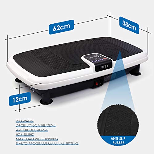 INTEY Plataforma Vibratoria, Máquina de Ejercicio Entrenamiento Masaje, Motor Silencioso con Control Remoto y Bandas de Elásticas para Perder Peso Rápida y Relajar Músculos INTEY Plataforma Vibratoria, Máquina de Ejercicio Entrenamiento Masaje, Motor Silencioso con Control Remoto y Bandas de Elásticas para Perder Peso Rápida y Relajar Músculos