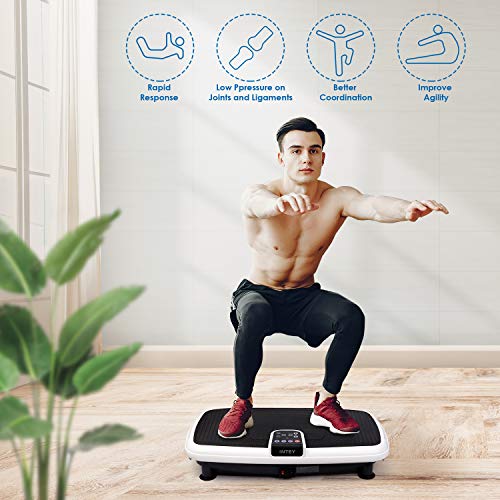 INTEY Plataforma Vibratoria, Máquina de Ejercicio Entrenamiento Masaje, Motor Silencioso con Control Remoto y Bandas de Elásticas para Perder Peso Rápida y Relajar Músculos