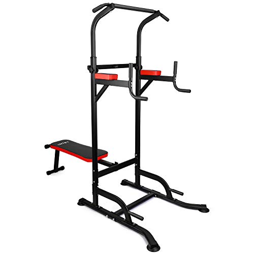INTEY Power Tower, Torre de Ejercicios de 6 Niveles con Altura Ajustable, Dip Estación con Banco de Pesas Plegable, para Ejercicios, Brazos, Piernas, Espalda y Otros Músculos INTEY Power Tower, Torre de Ejercicios de 6 Niveles con Altura Ajustable, Dip Estación con Banco de Pesas Plegable, para Ejercicios, Brazos, Piernas, Espalda y Otros Músculos