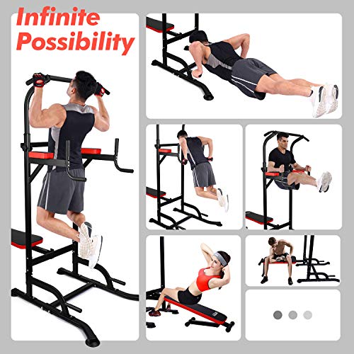 INTEY Power Tower, Torre de Ejercicios de 6 Niveles con Altura Ajustable, Dip Estación con Banco de Pesas Plegable, para Ejercicios, Brazos, Piernas, Espalda y Otros Músculos INTEY Power Tower, Torre de Ejercicios de 6 Niveles con Altura Ajustable, Dip Estación con Banco de Pesas Plegable, para Ejercicios, Brazos, Piernas, Espalda y Otros Músculos