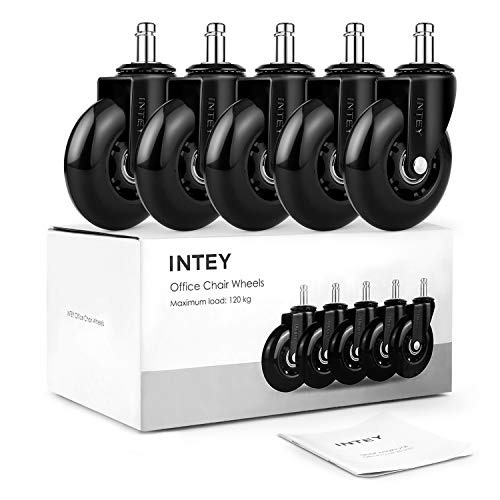 INTEY Ruedas para Silla Oficina (5 pcs) Seguro para Todos los Suelos Incluida la Madera Dura, Ventajas de fácil de Instalar, Alta Carga, silencioso y Suave INTLZ01 INTEY Ruedas para Silla Oficina (5 pcs) Seguro para Todos los Suelos Incluida la Madera Dura, Ventajas de fácil de Instalar, Alta Carga, silencioso y Suave INTLZ01