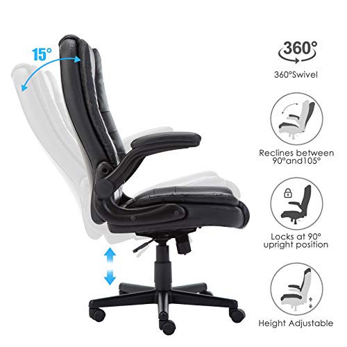 IntimaTe WM Heart Silla Ejecutiva, Silla Oficina Ergonómica con Apoyabrazos Abatibles, Respaldo Alto y Cojín Engrosado para Escritorio y Ordenador,Carga Máxima 150kg, Negro IntimaTe WM Heart Silla Ejecutiva, Silla Oficina Ergonómica con Apoyabrazos Abatibles, Respaldo Alto y Cojín Engrosado para Escritorio y Ordenador,Carga Máxima 150kg, Negro