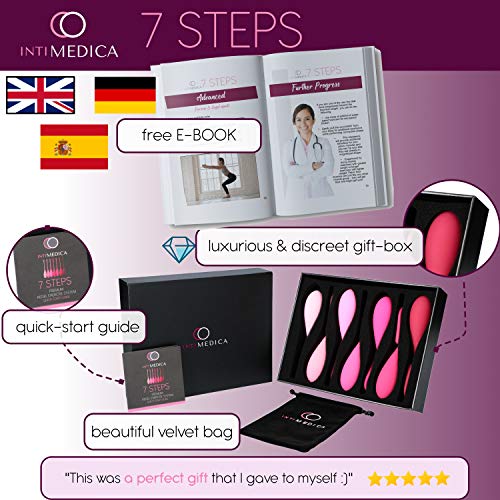 intiMEDICA 7 Bolas Chinas para Ejercicios del Suelo Pelvico Kegel & eBook | Bolas Kegel Suelo Pelvico | Ejercitador Kegel | Bolas para Mujeres