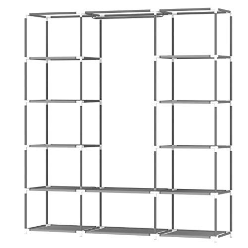 Intirilife Armario Tela Plegable 150x175x45 cm in Negro Cuervo – Guardar Ropa Organizador de Textil Tela Portátil con Cremallera y Barra de Armario per Colgar – Closet Estanteria Exterior Intirilife Armario Tela Plegable 150x175x45 cm in Negro Cuervo – Guardar Ropa Organizador de Textil Tela Portátil con Cremallera y Barra de Armario per Colgar – Closet Estanteria Exterior