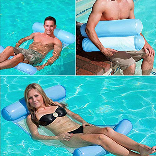 INTVN Hamaca Flotante, Cama Flotante de Agua, Hamaca Playa, Lago Piscina Tumbona, Hamaca Flotante Inflable del Agua, Cama Silla Creativa de Piscina, Sofá Plegable del Aire, Recliner (Azul)