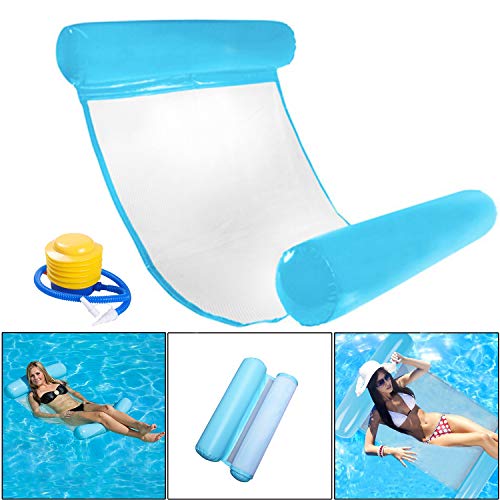 INTVN Hamaca Flotante, Cama Flotante de Agua, Hamaca Playa, Lago Piscina Tumbona, Hamaca Flotante Inflable del Agua, Cama Silla Creativa de Piscina, Sofá Plegable del Aire, Recliner (Azul)