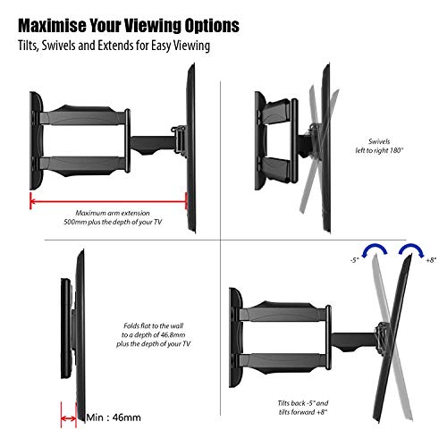 Invision Soporte de Pared para TV 26-42 Pulgadas - Montaje en Pared Ultra Delgado Articulado - Inclinación y Giratorio - MAX VESA 200x200 mm - hasta 40 kg de Peso (HDTV-M) Invision Soporte de Pared para TV 26-42 Pulgadas - Montaje en Pared Ultra Delgado Articulado - Inclinación y Giratorio - MAX VESA 200x200 mm - hasta 40 kg de Peso (HDTV-M)