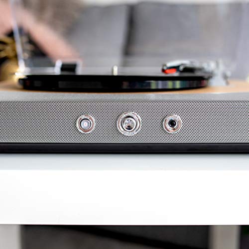 ION Audio Premier LP - Tocadiscos de vinilo Bluetooth, de 3 velocidades, altavoces estéreo, salida USB para convertir vinilos a formato digital, salidas auriculares y RCA, acabado en madera natural