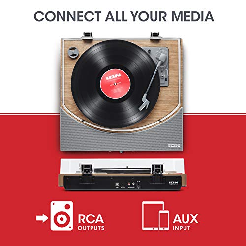 ION Audio Premier LP - Tocadiscos de vinilo Bluetooth, de 3 velocidades, altavoces estéreo, salida USB para convertir vinilos a formato digital, salidas auriculares y RCA, acabado en madera natural ION Audio Premier LP - Tocadiscos de vinilo Bluetooth, de 3 velocidades, altavoces estéreo, salida USB para convertir vinilos a formato digital, salidas auriculares y RCA, acabado en madera natural