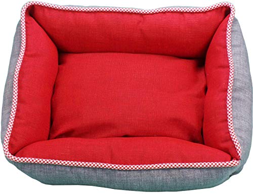 iOn® Cama Cuna para Mascotas Perro Y Gato - Hecho En España - Reversible - 4 en 1 - Estampados y Colores Varios (Talla 3-60x50 cm Rojo y Gris)